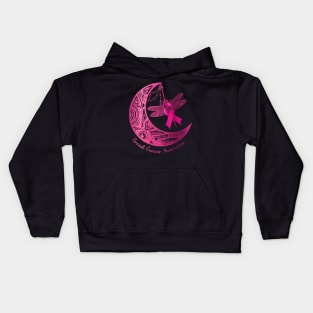 Henna Moon Dragonfly Breast Cancer Awareness Kids Hoodie